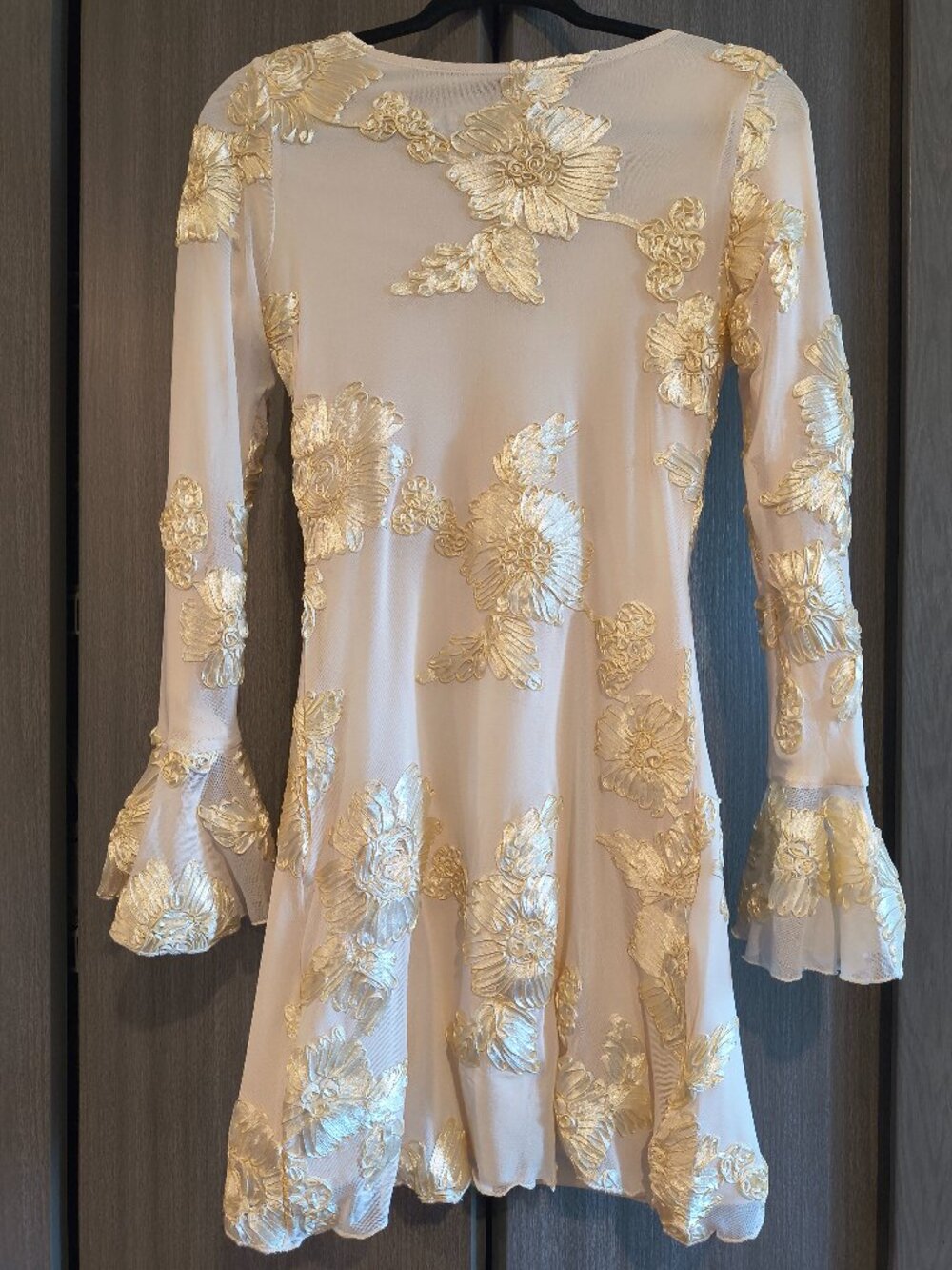 Pretty Garden Fashion Brand New With Tags Gold Cream Floral Midi Bodycon Dress - Picture 10 of 12